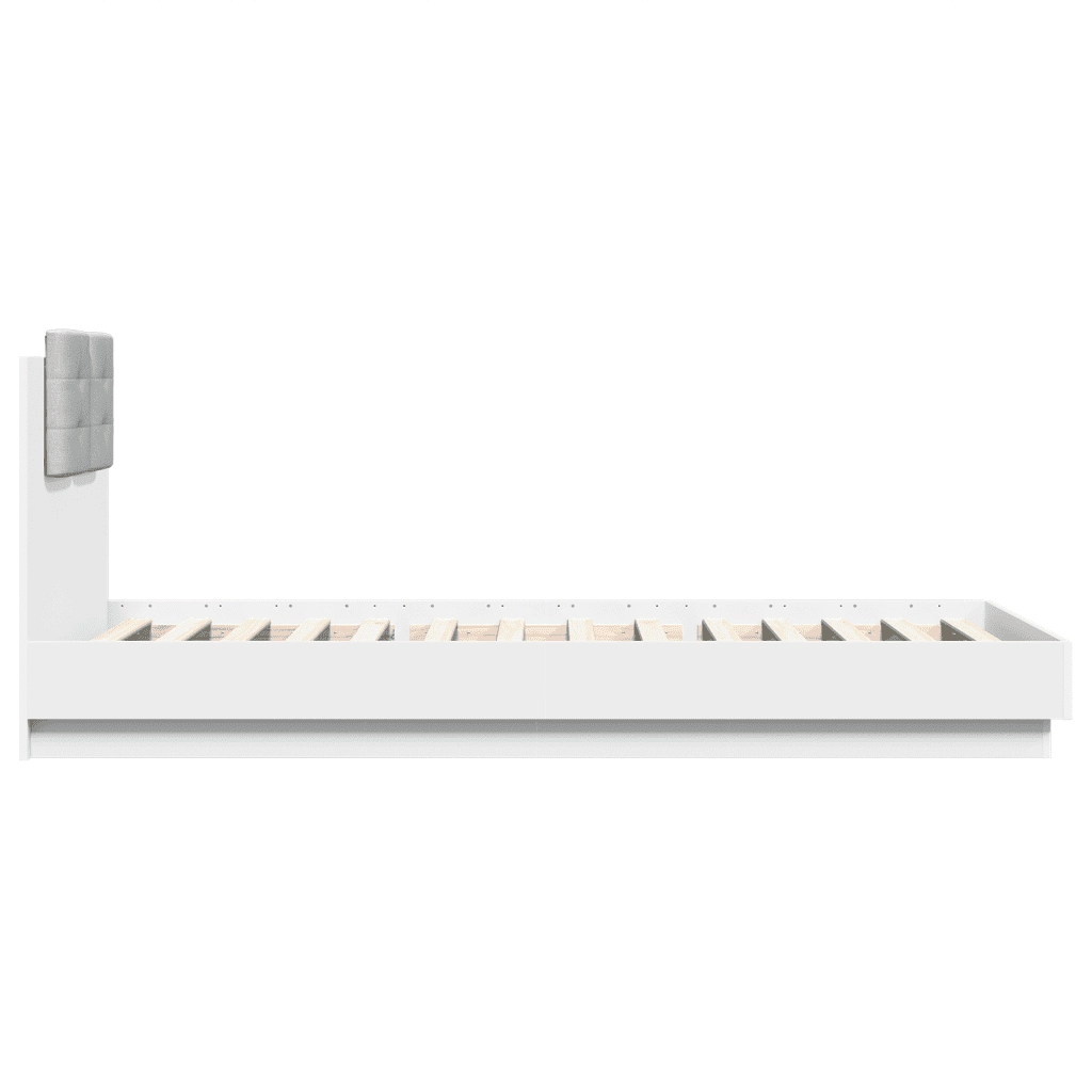 Letto singolo | Letto per adulti | Giroletto con Testiera e LED Bianco 90x200 cm