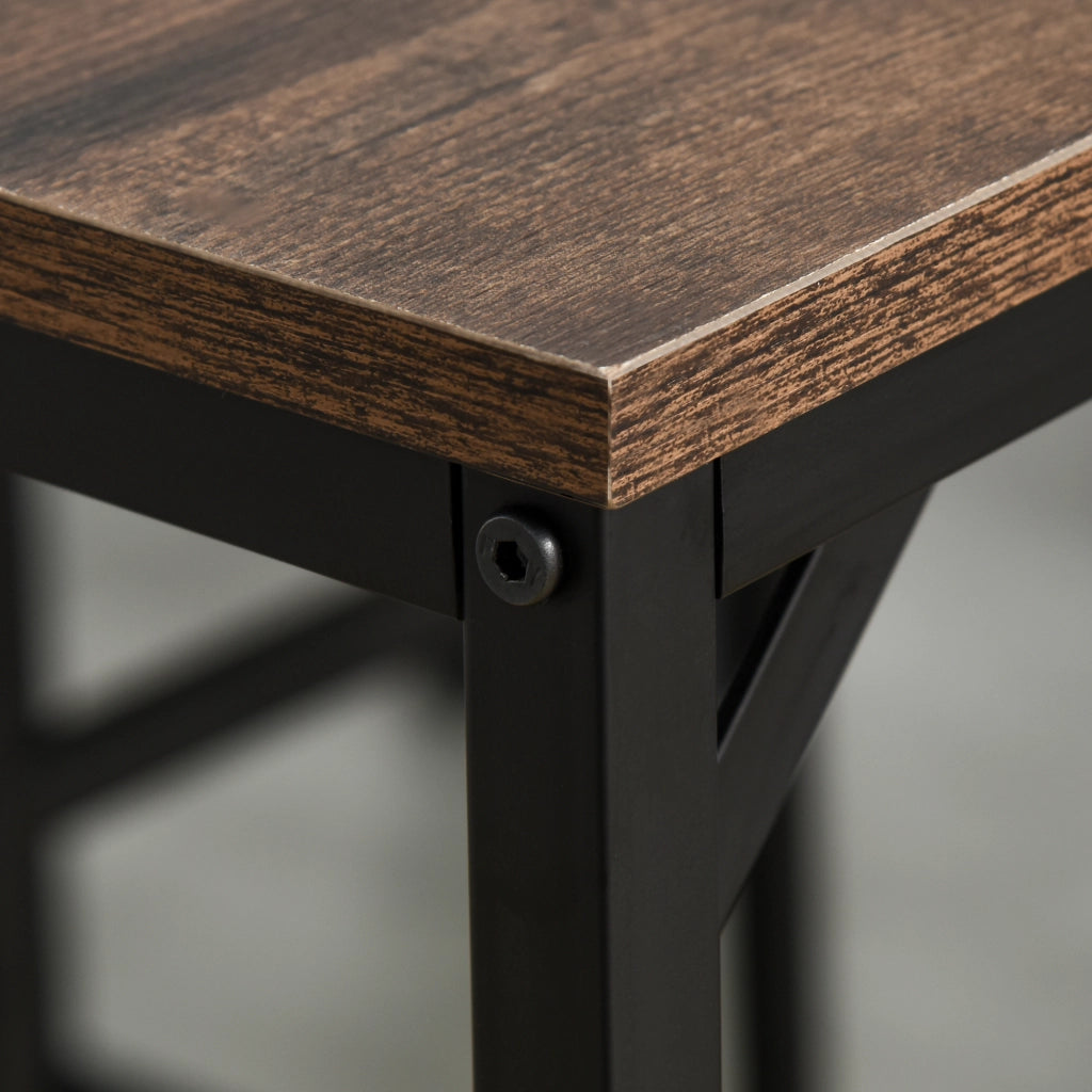 TAVOLO BAR con 4 Sgabelli 100x60x88 cm Marrone Rustico e Nero