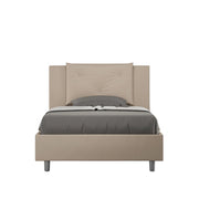 BS COM Letto una piazza e mezza contenitore imbottito 120x210 similpelle tortora