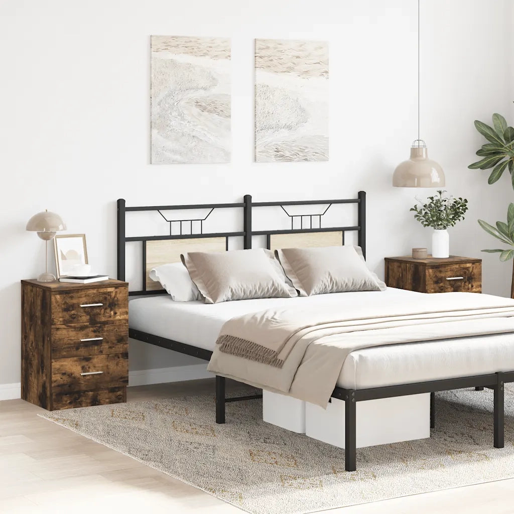 Comodini 2 pz-Set di 2 Tavolino da notte Rovere Fumo 38x35x56 cm in Legno Multistrato