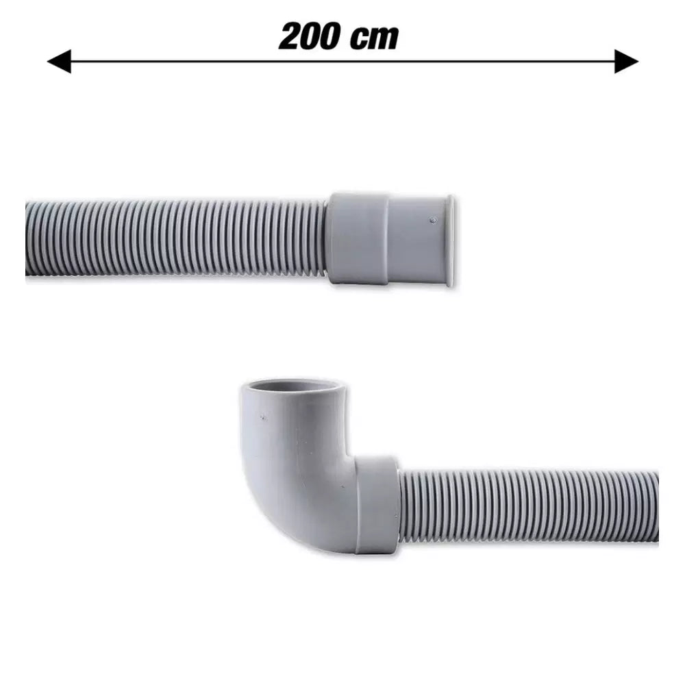 TUBO SCARIVO ACQUA LAVATRICE CURVA ATTACCO GROSSO 30MM  LUNGHEZZA 2,0 MT - UNIVERSALE