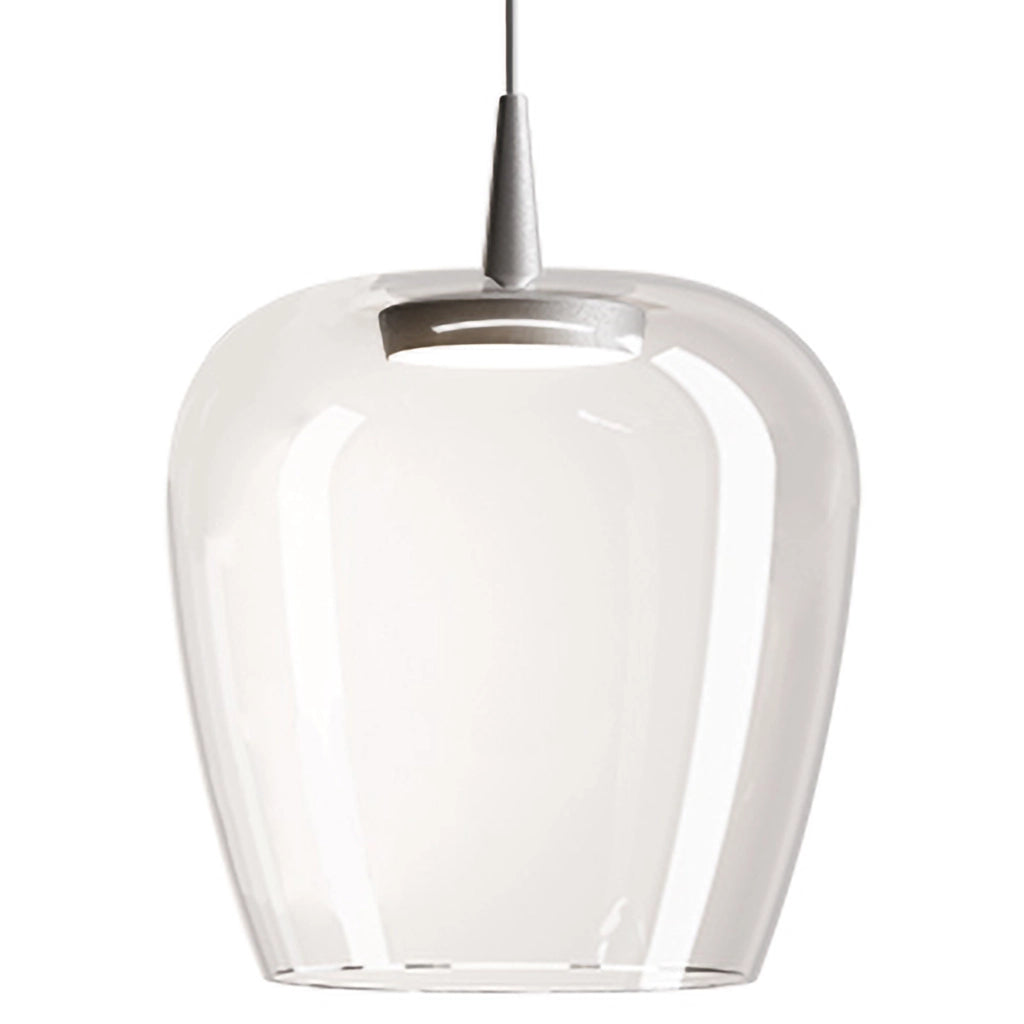 Zafferano Lampada a sospensione Bilia 230V LED 8W 2700K in vetro borosilicato soffiato a bocca con finitura alluminio trasparente diametro 27 cm