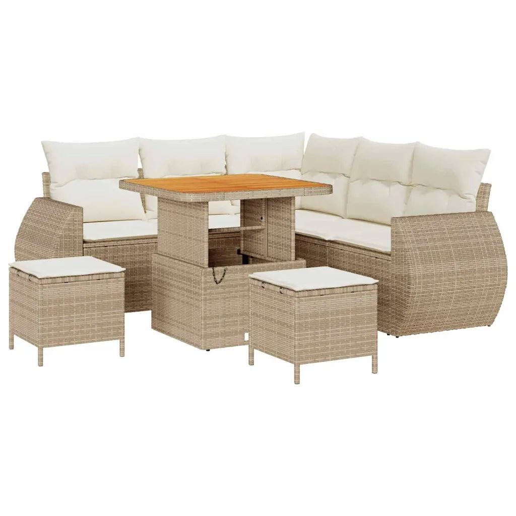 Set Divano da Giardino 8 pcs Beige polyrattan 3361871