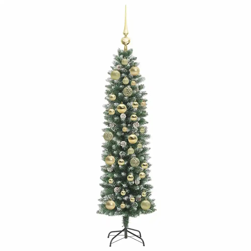 Albero di Natale Artificiale Sottile Verde e Bianco 120 cm 3395273