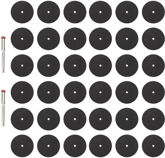 Set di lamiere di taglio 36 pezzi - 22 mm Lamiere di taglio - Ossidiana di alluminio - Per taglio/trasformazione - Inclusi 2 mandrini - Adatto per legno/metallo/plastica