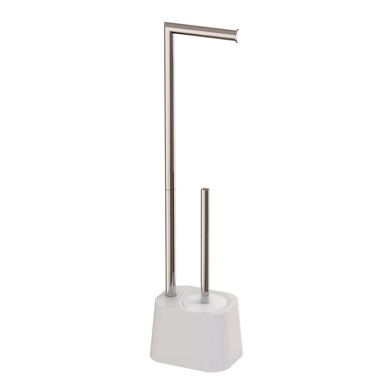 Piantana Emily cromo/bianco porta scopino  porta rotolo – Serie Emily