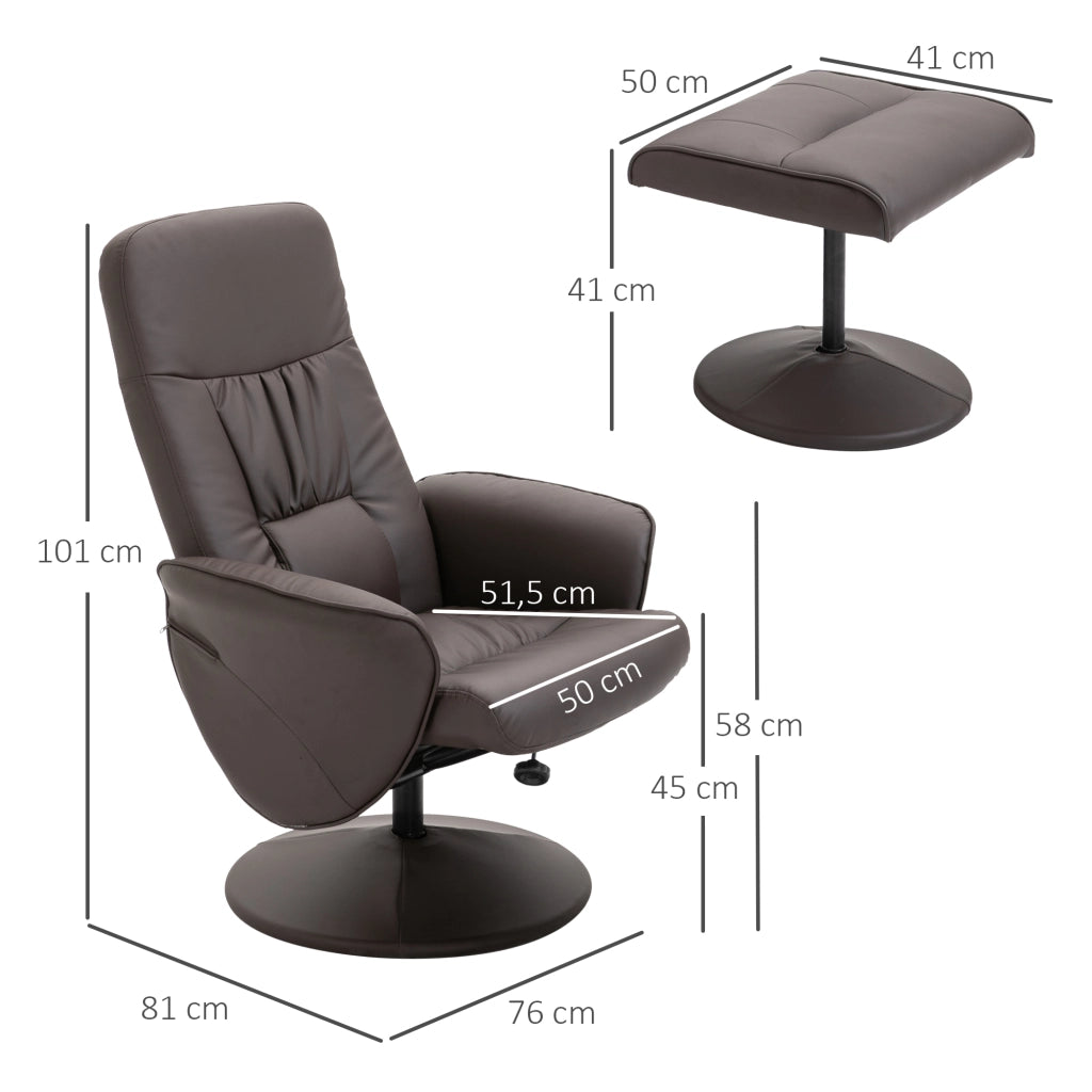 Set 2 Poltrone Relax con Poggiapiedi ¨C Xylo ¨C Schienale Reclinabile Regolabile Marrone
