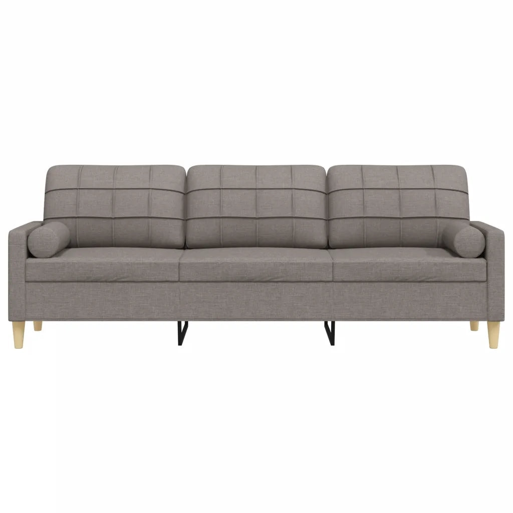 Divano a 3 Posti con Cuscini-Sofa 3 Posti con Cuscini Tortora 210 cm in Tessuto
