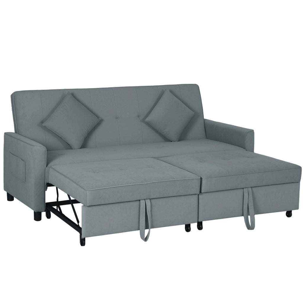 Divano letto 3 posti imbottito con cuscini ¨C zephmum ¨C grigio