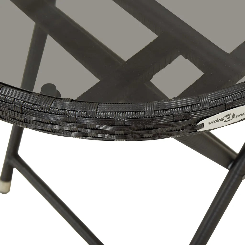 Set da Bistr¨° 3 pz | Set Salotto da Giardino con Cuscini Nero Polyrattan e Vetro