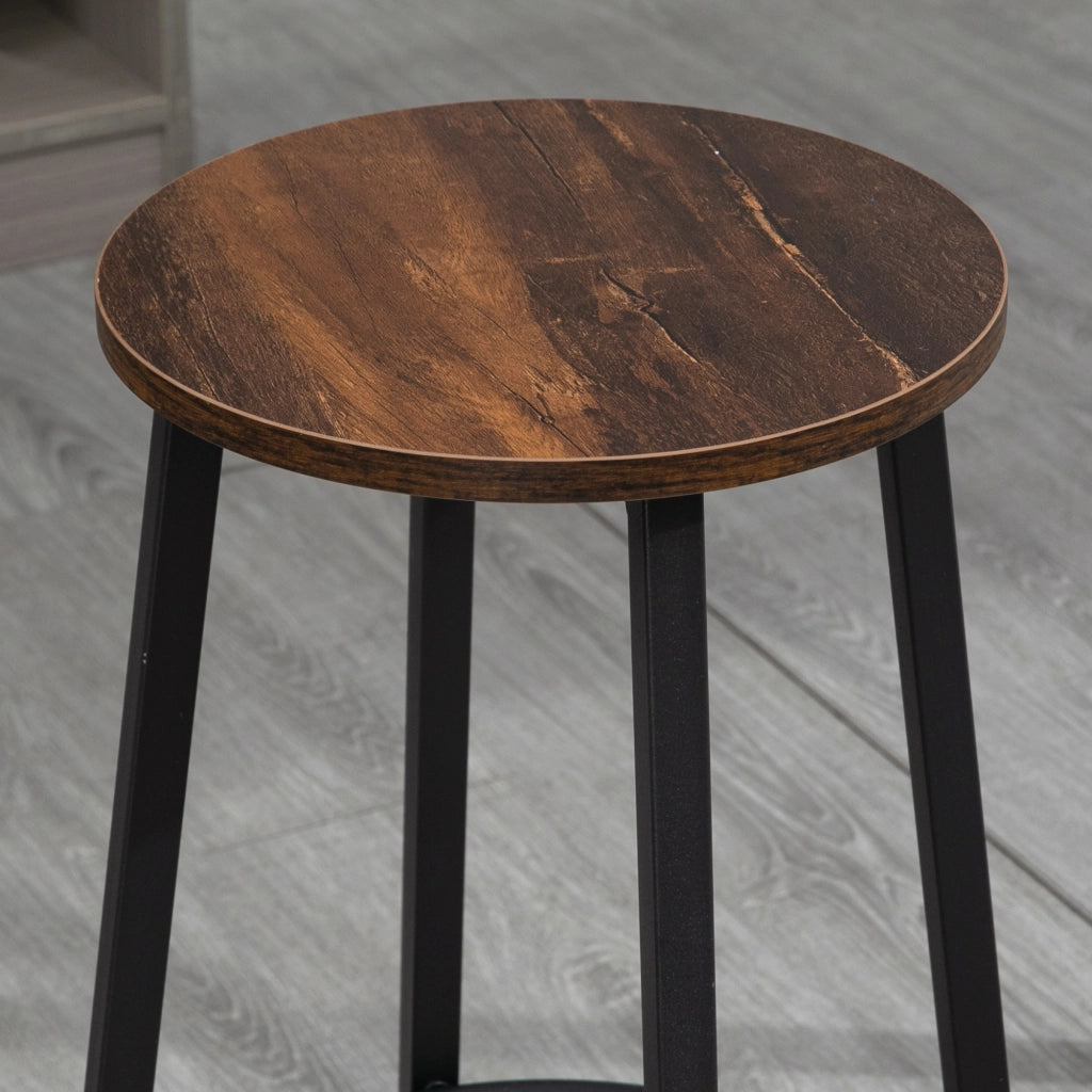 Set di 2 sgabelli da bar industriali con poggiapiedi, struttura in acciaio, seduta effetto legno, 42 x 42 x 65 cm, marrone