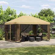Gazebo da giardino con pareti laterali 4 × 3 m Crema 900386