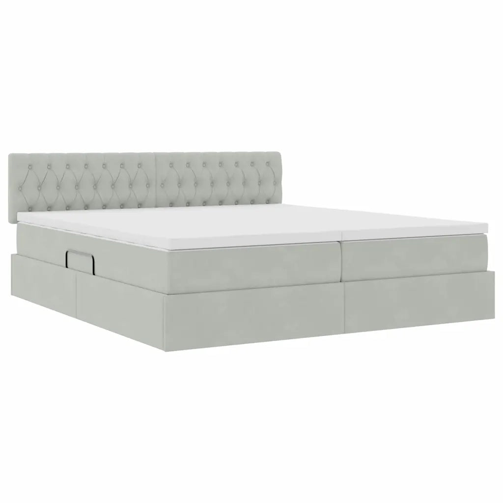 Letto con Contenitore con materasso Grigio chiaro 100 x 200 cm 3370991