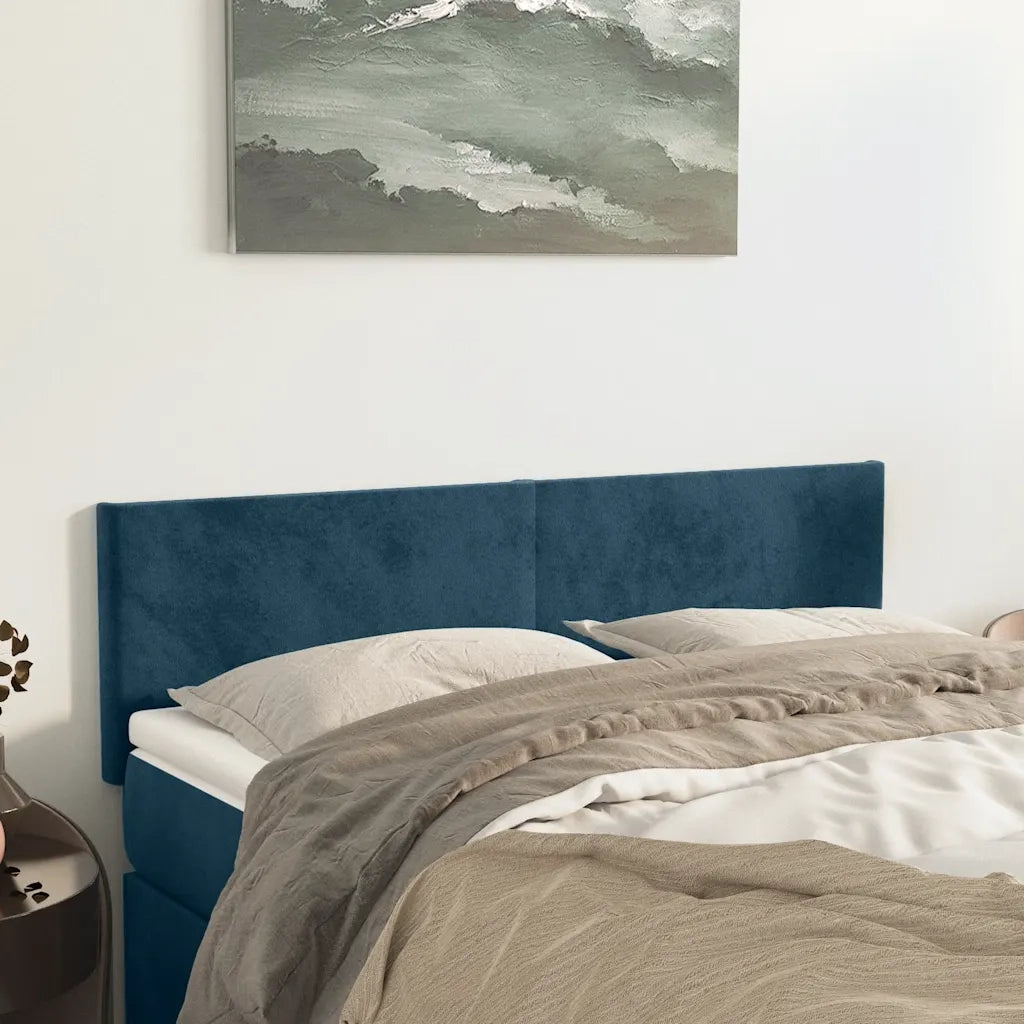 Testiera | Testata Blu Scuro 144x5x78/88 cm in Velluto