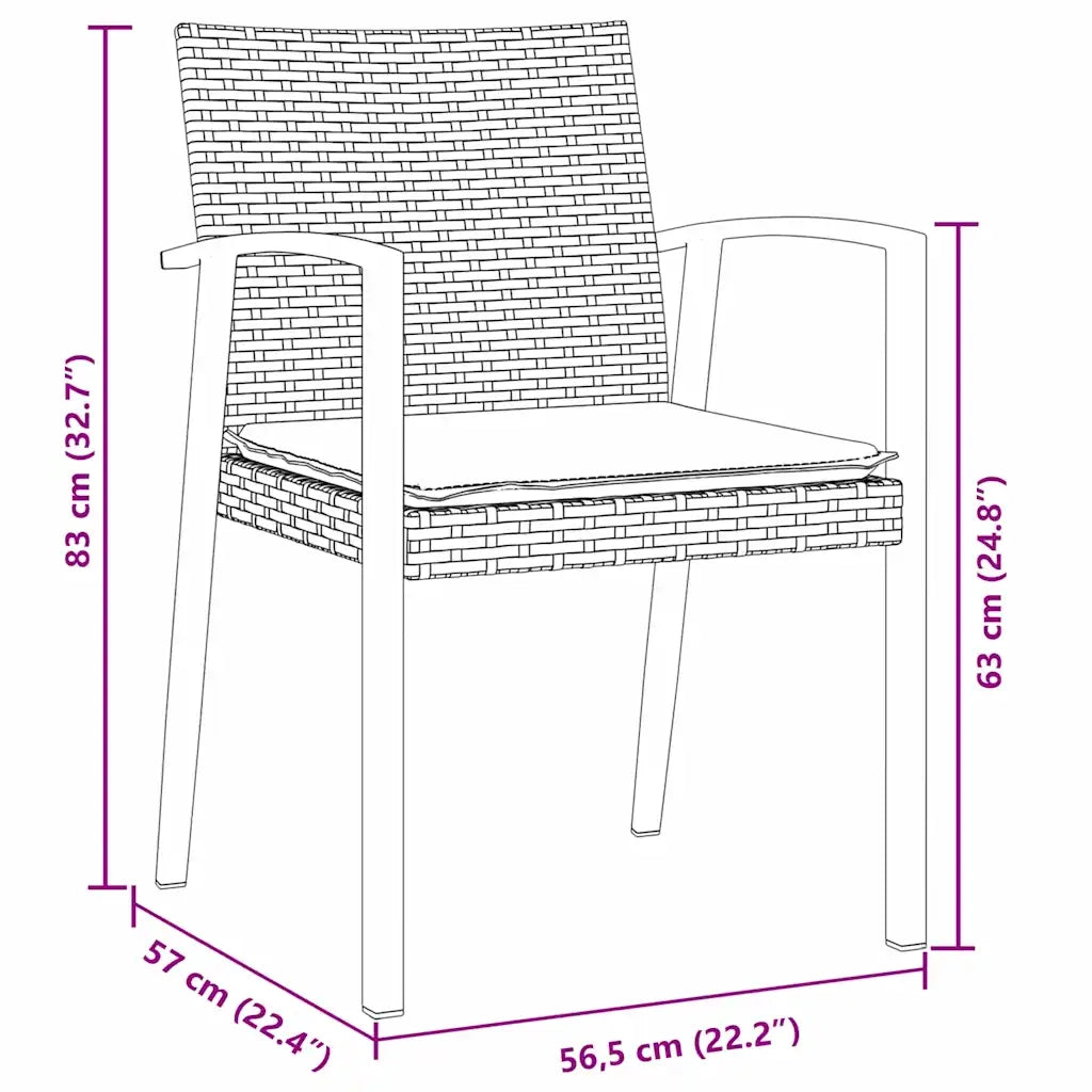 Set da Pranzo per Giardino 5 pcs Marrone e Nero Rattan in PE 3379059