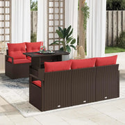 Set Divano da Giardino 6 pcs Marrone e Rosso polyrattan 3348740