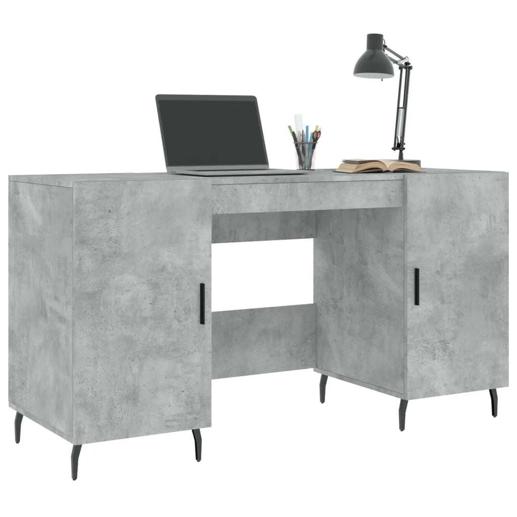 Scrivania | Tavolo da Ufficio Grigio Cemento 140x50x75 cm in Legno Multistrato