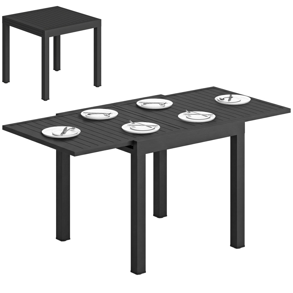 Tavolo da giardino allungabile 4-6 persone con prolunga auto-stoccata alluminio 80-160x80 cm ¨C Xylo ¨C Nero