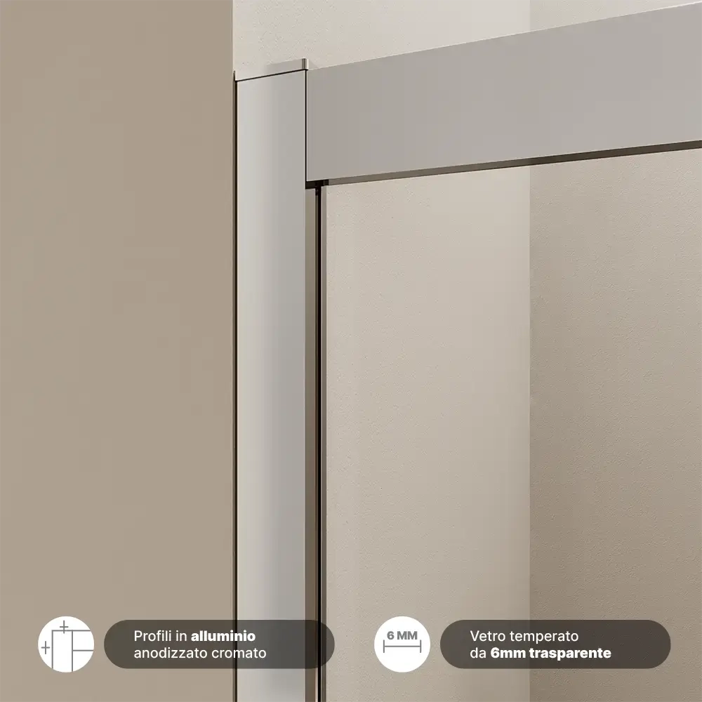 Porta doccia 145 cm scorrevole reversibile vetro 6mm trasparente h190 | Sicily