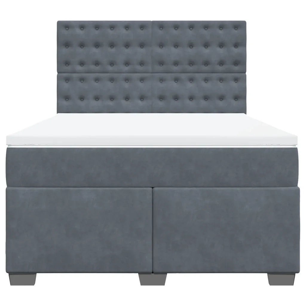 Giroletto a Molle con Materasso Grigio Scuro 160x200 cm Velluto 3293267