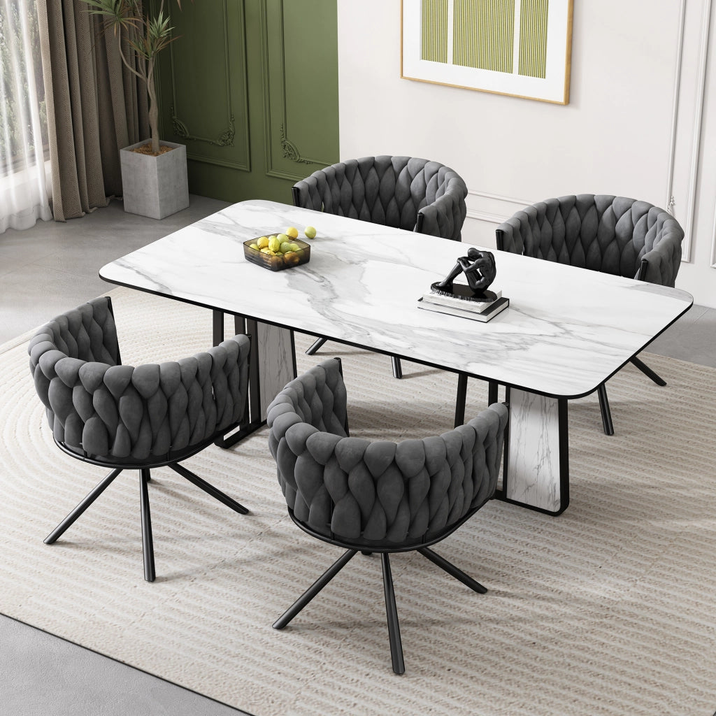 Set di 2 sedie da pranzo girevoli con rotazione 360 e schienale ergonomico; seduta imbottita in velluto grigio