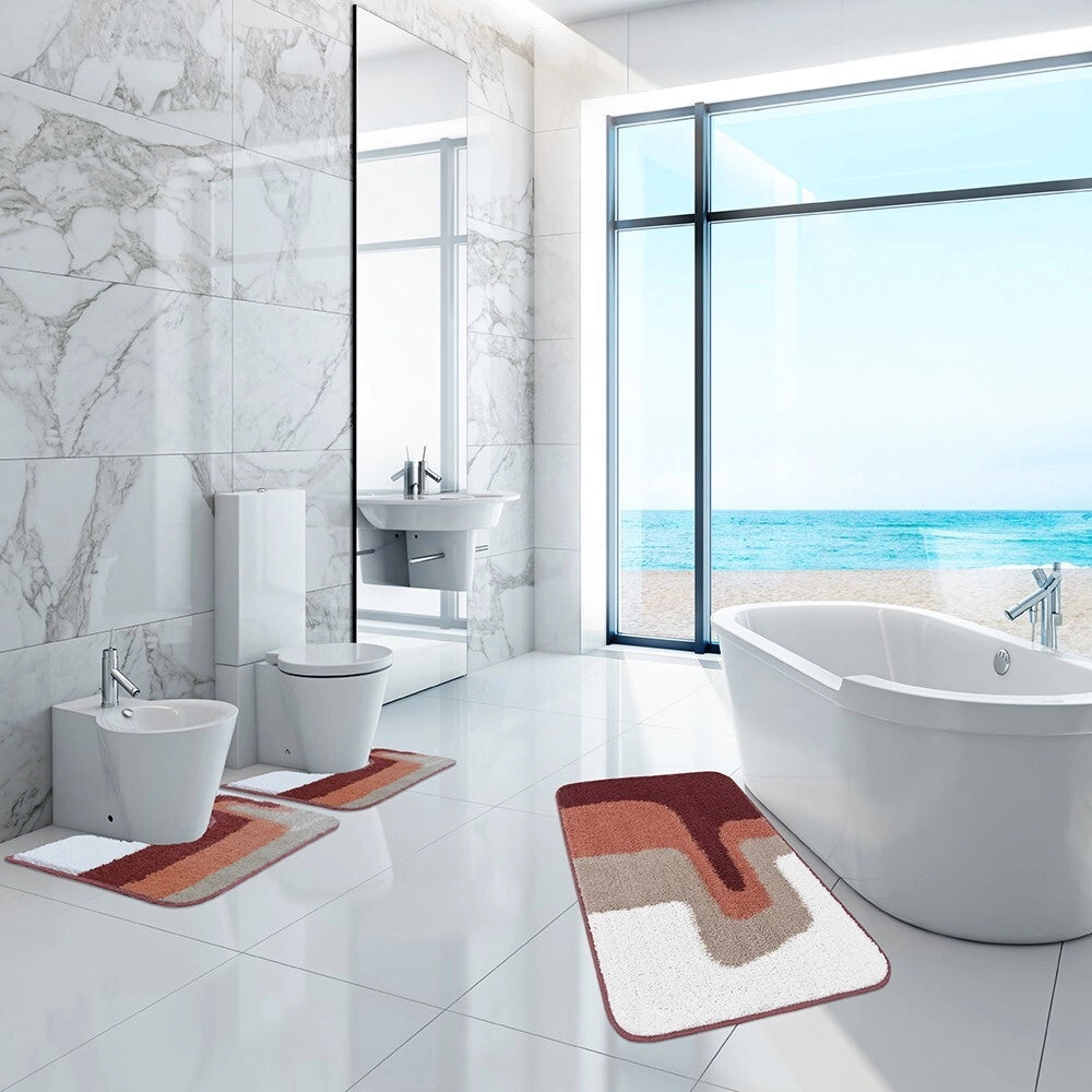 Tappeto Bagno 50x110 Cm Doccia Scendiletto Pelo Raso Morbido Assorbente Antiscivolo Lavabile Terra