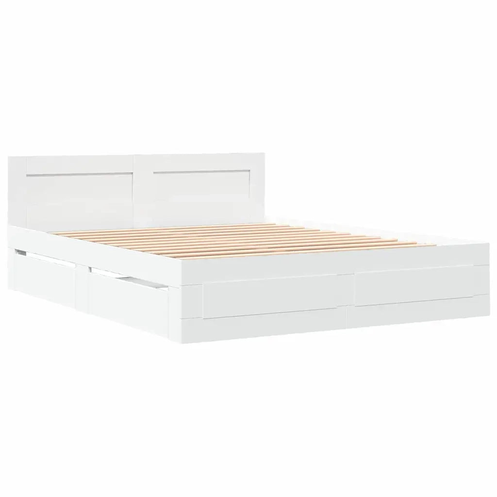 Struttura del letto 2 pcs Bianco 150 x 200 cm Legno multistrato 3402858