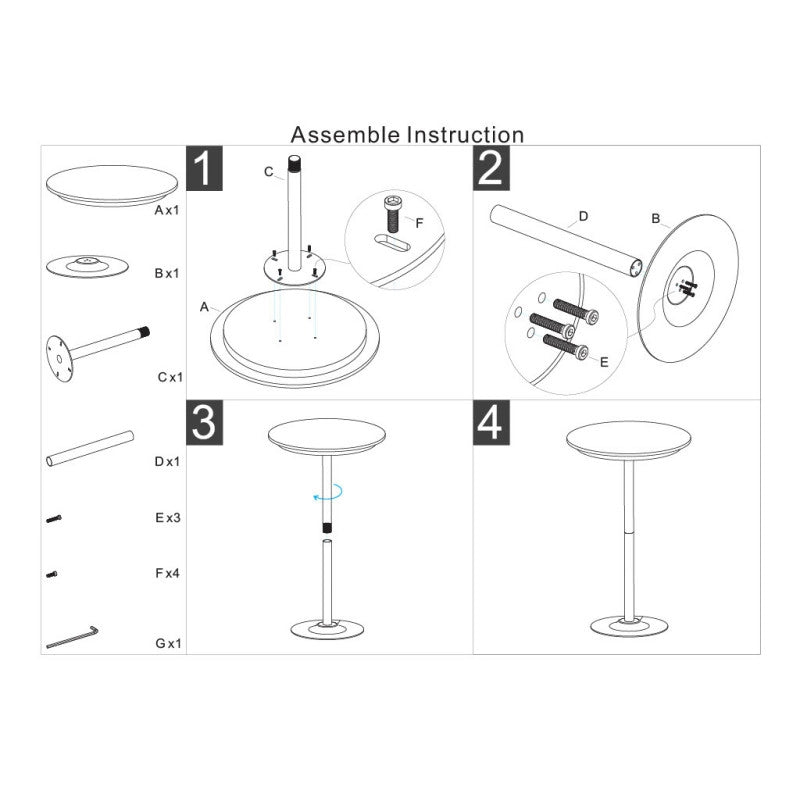 Tavolino Bar Simply cm ø 60x103