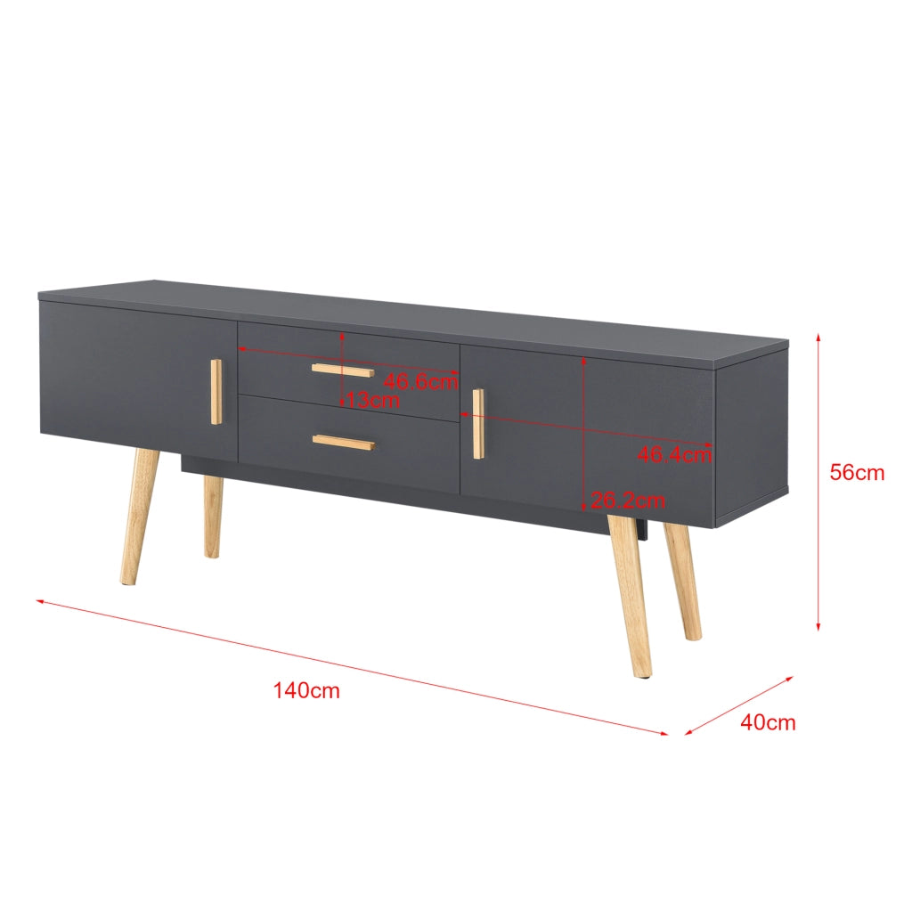 Mobile Porta TV Alavus con 2 Cassetti 140x40x56 cm - Grigio Scuro [en.casa]