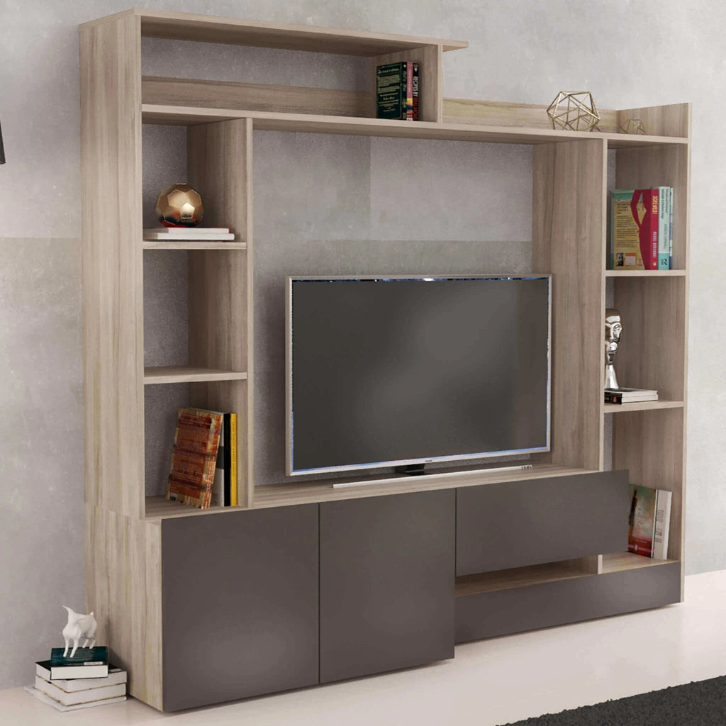 Parete Attrezzata per Soggiorno in Legno Composito cm 180x40x165 - THEO