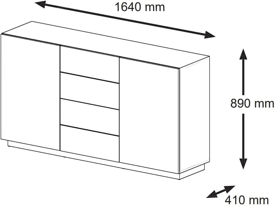 MOBILE COMO' PORTA TV SOGGIORNO AURA 164x41x89cm ROVERE NERO OPACO