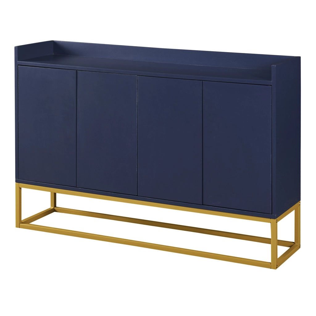 Credenza a 4 ante senza maniglie con ripiani regolabili in truciolare e MDF blu navy 120 × 30 × 80 cm