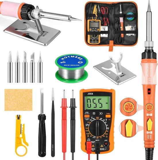 Set di saldatura digitale 60 W 220 V regolabile temperatura 200 °C - 450°C con punta di saldatura standard e astuccio per strumenti