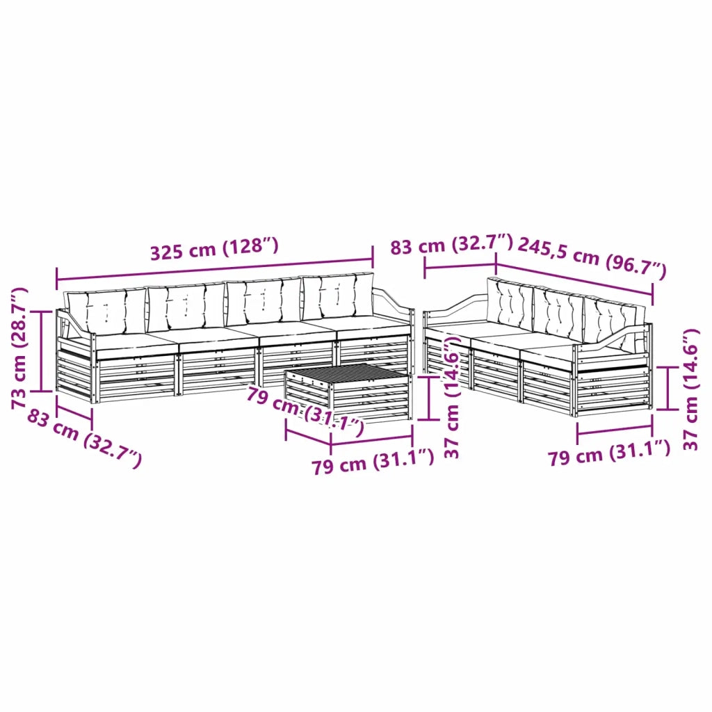 Set di divani da esterno 8 pz Bianco e Antracite Poliestere 3390182
