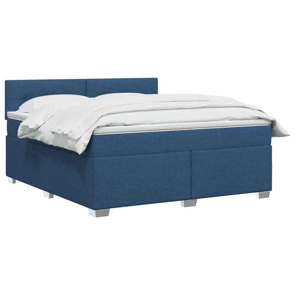 Letto con Box Spring, Materasso e LED Blu 140 x 190 cm Tessuto 3451944