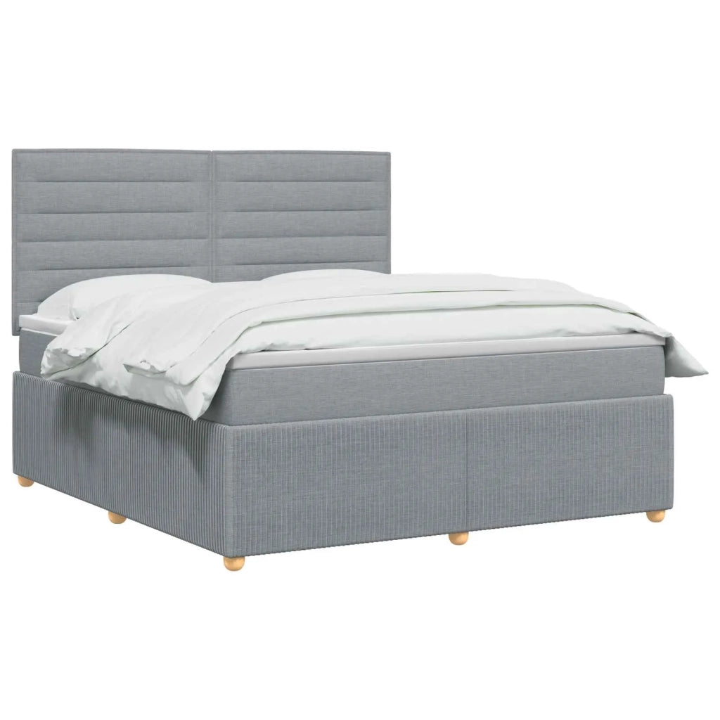 Letto Box Spring LED con Materasso Grigio Chiaro 160 x 200 cm 3455888