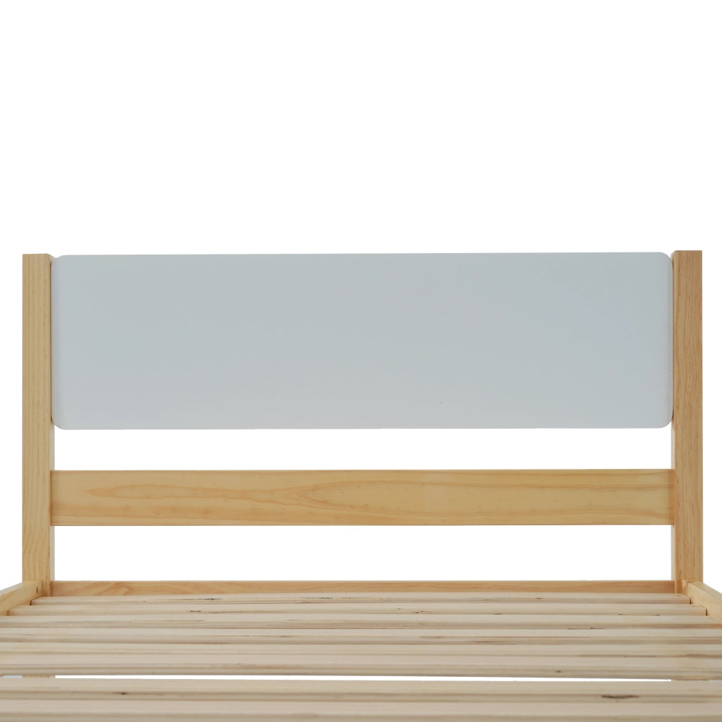 LETTO Singolo 90x200 cm in Legno e MDF Bianco e Naturale
