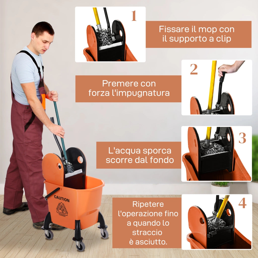 Carrello delle Pulizie ¨C Minimal ¨C Arancione 44x36x90 cm
