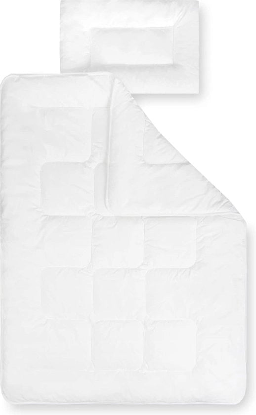 Set di lettino per bambini Basic, coperta con cuscino, Öko-Tex Standard 100, 100 x 135 cm + 40 x 60 cm, bianco