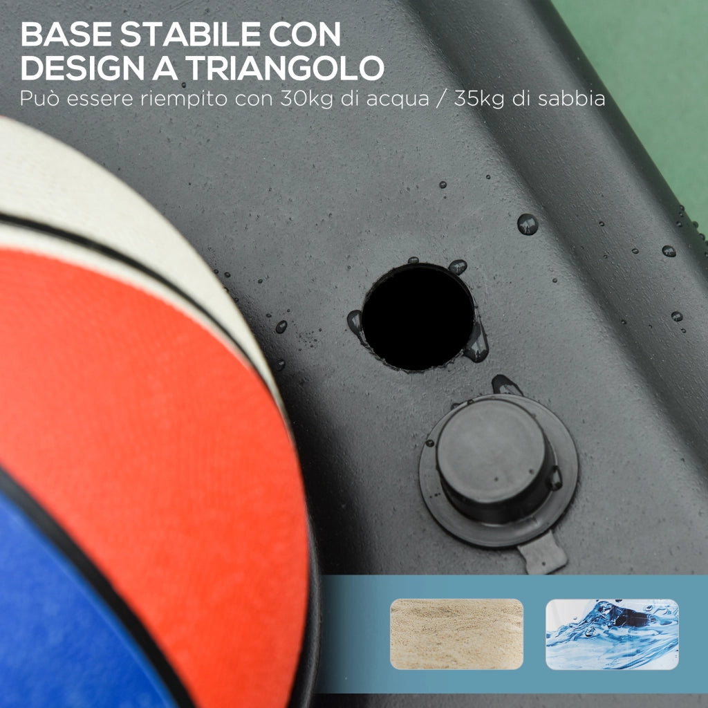 Canestro da Basket da Esterno ¨C Xylo ¨C Acciaio Regolabile 73x49x194-249 cm