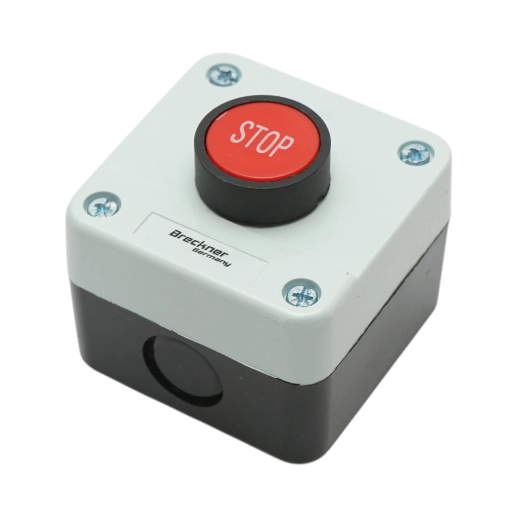 Alloggiamento pulsante di comando STOP rosso con ritorno 1NC Breckner Germany