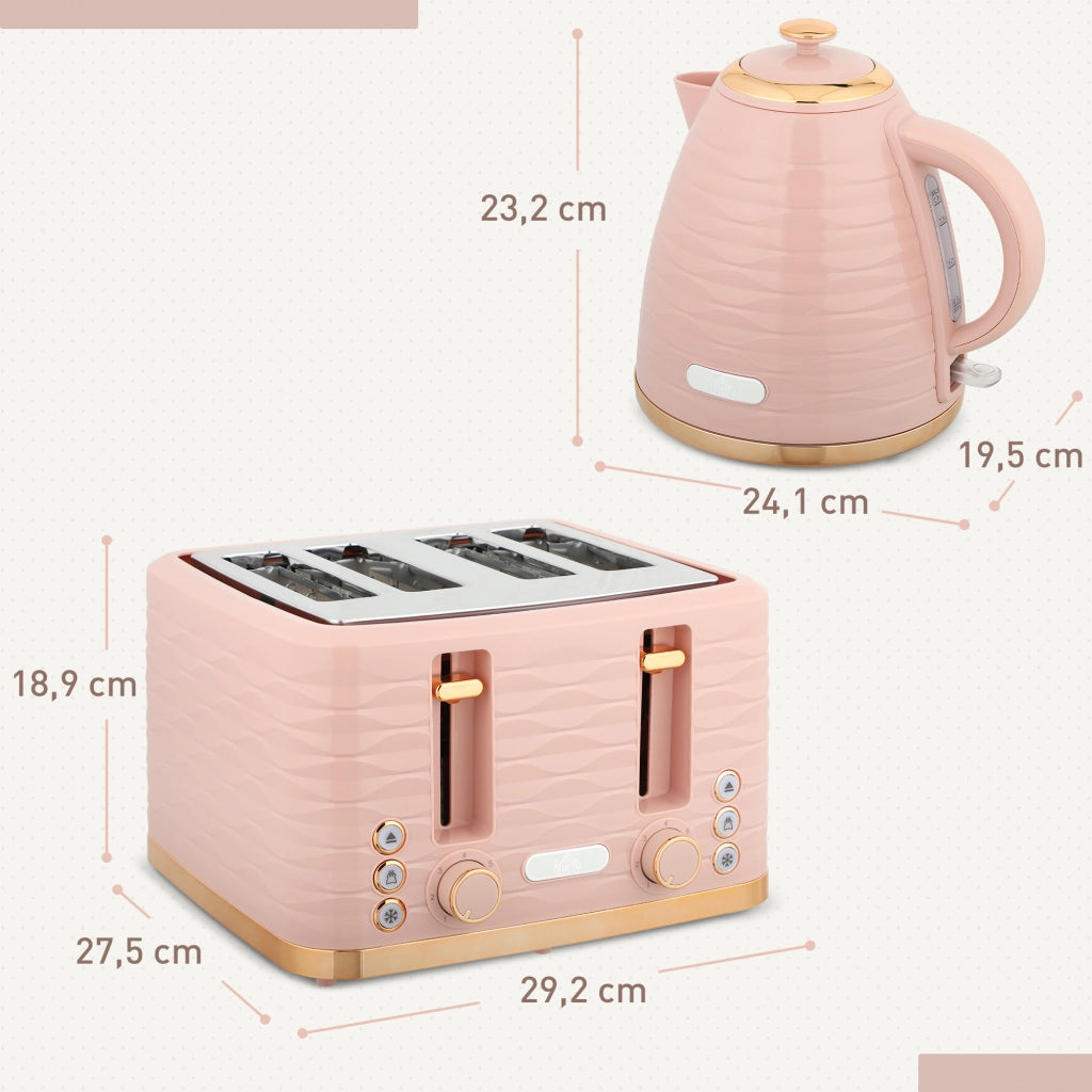 Tostapane e Bollitore 2 in 1 ¨C Minimal ¨C Rosa, 7 livelli tostatura, funzione scongelamento e riscaldamento