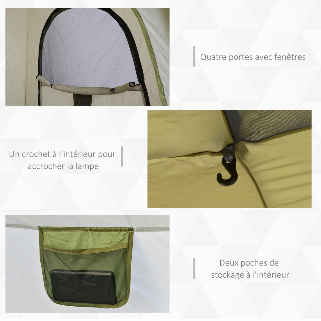 Tenda da campeggio pop-up 3 persone ¨C Xylo ¨C con 4 porte, 4 finestre e borsa per trasporto, verde e grigio