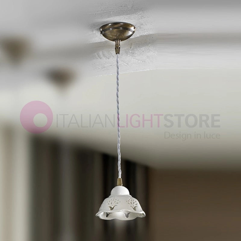 RIPARBELLA Mini Sospensione in Ceramica e Ottone Rustico Country