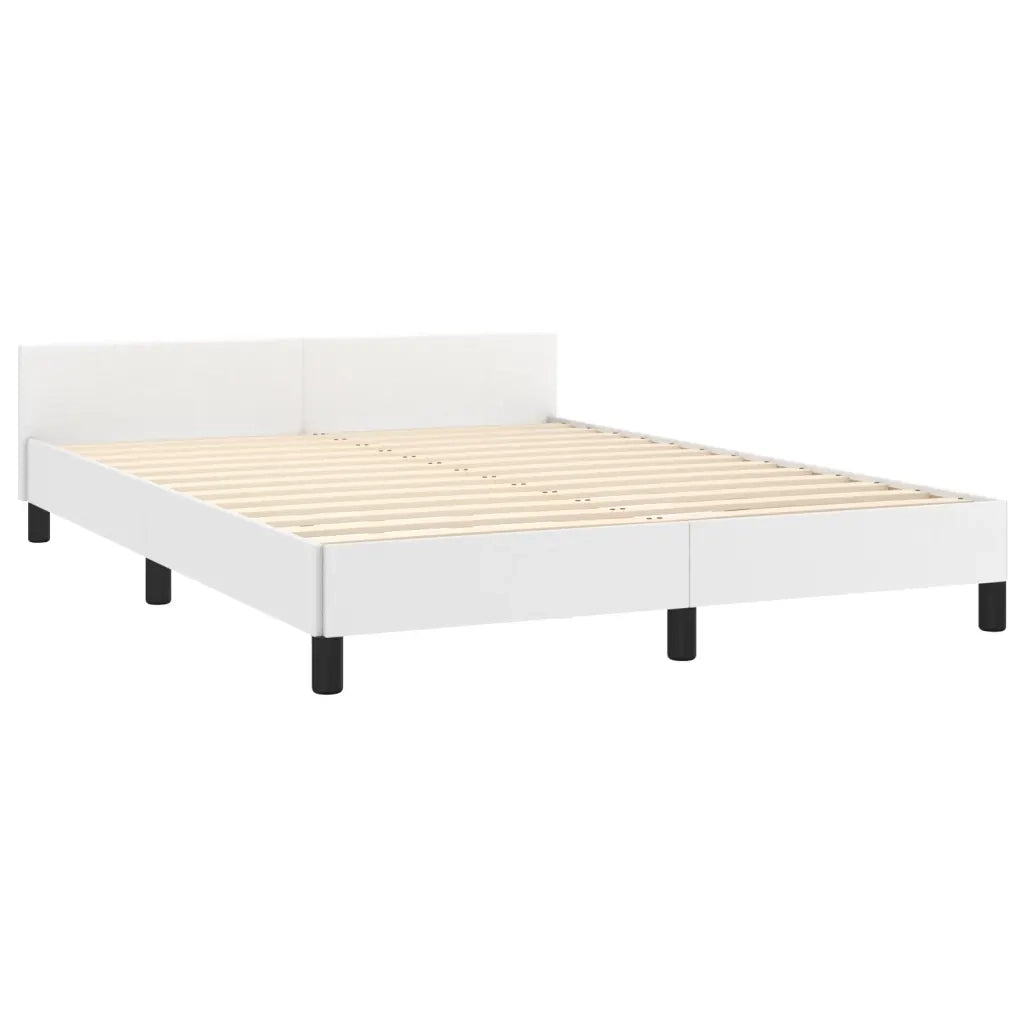 Letto matrimoniale | Letto per adulti | Giroletto con Testiera Bianco 140x190 cm in Similpelle