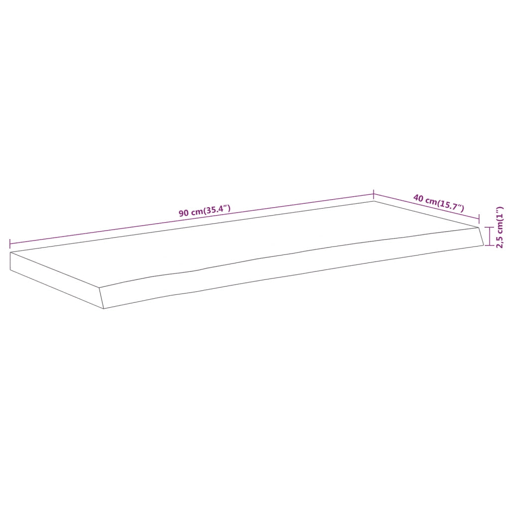 Piano Tavolo | Superficie Tavolo | Piano Scrivania 90x40x2,5 cm Rettangolare Legno Acacia Bordi Vivi