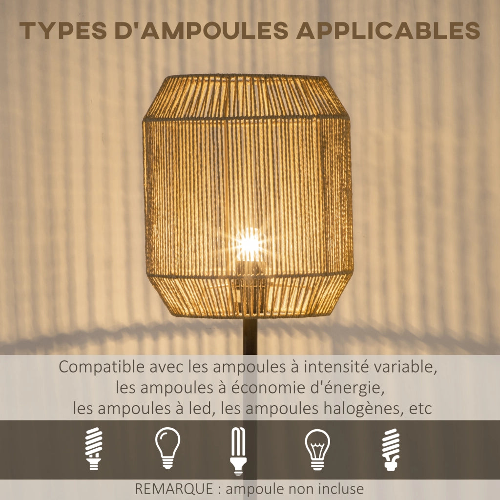 Lampada da terra con paralume in corda di carta design naturale ¨C zephmum ¨C E27 max 40W ?26x164H cm