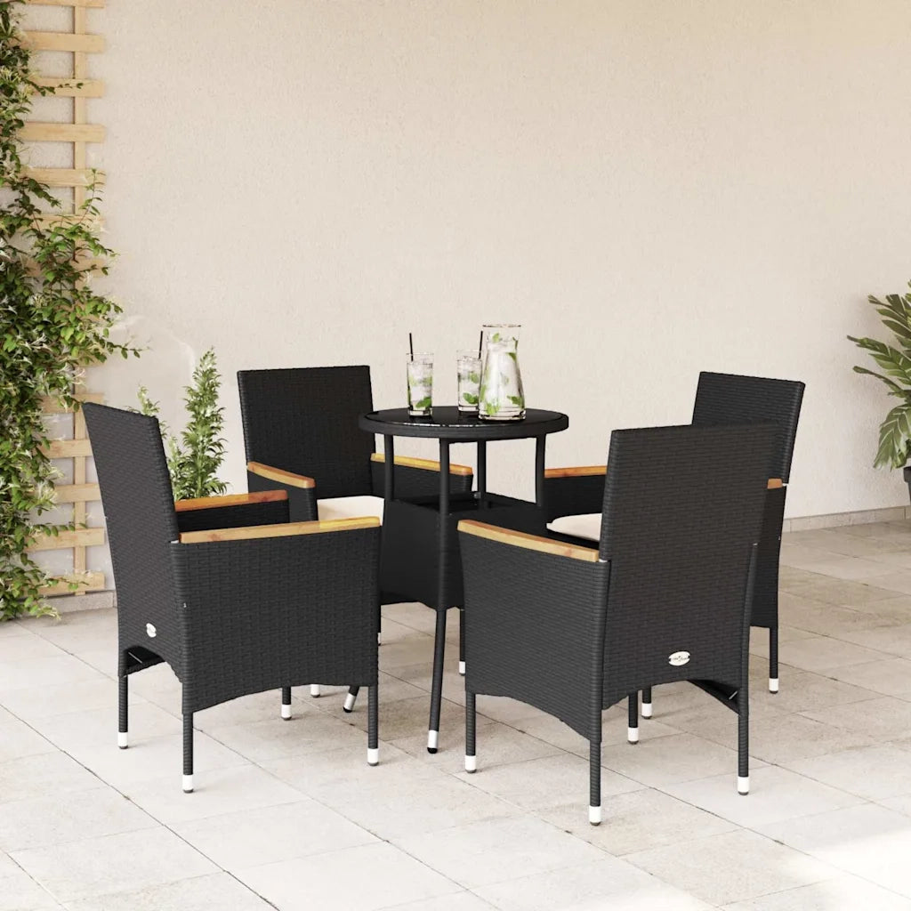 Set da Pranzo da Giardino con Cuscini 5 pz | Set Salotto da Giardino Polyrattan e Vetro