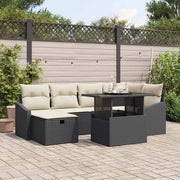 Set Divano da Giardino con cuscino 7 pcs Nero Poly Rattan 3359834