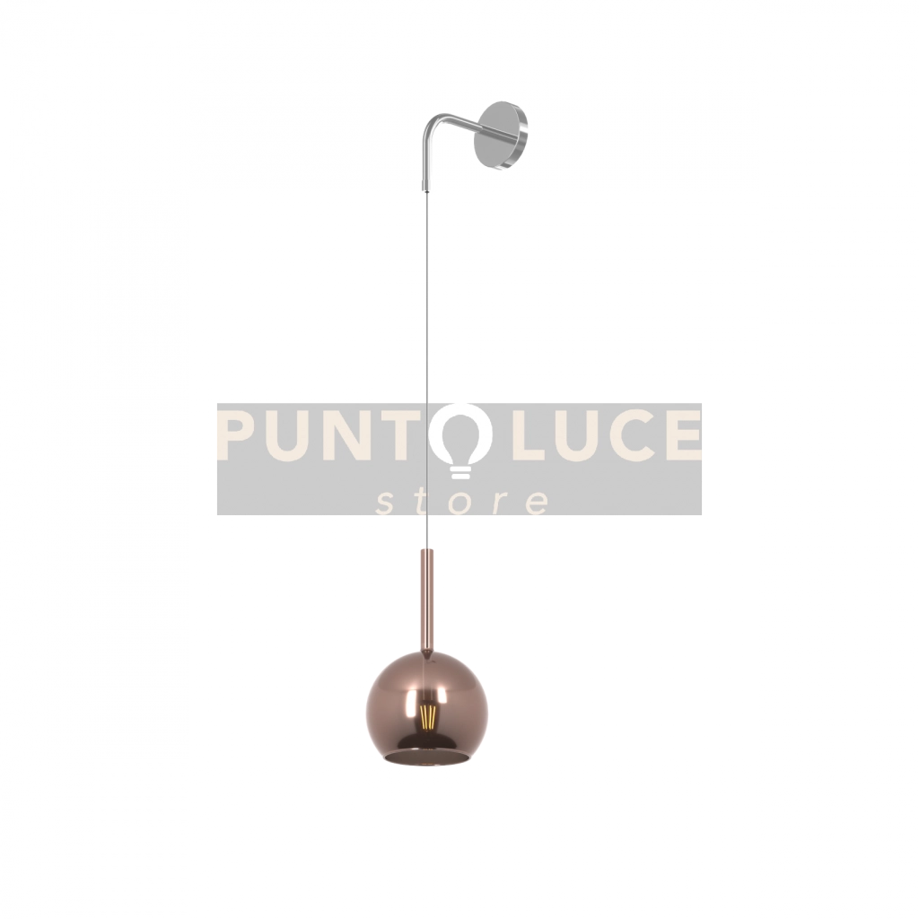 APPLIQUE CROMO 1 LUCE PICCOLA VETRO RAME 1155CR-A-RA